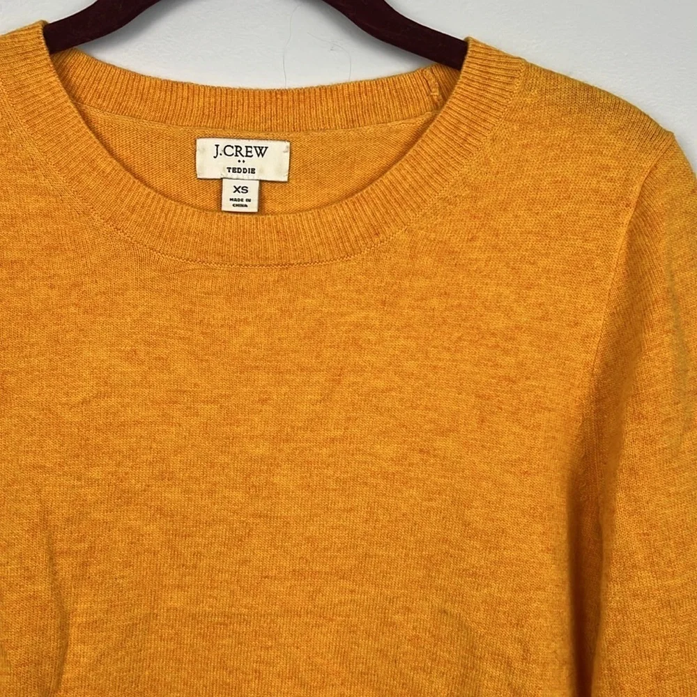 J Crew XS yellow Teddie cotton/ wool blend crewneck sweater